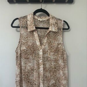 EUC - Mystree Animal Print Top with Pink and Gold Accents, sleveless, size large